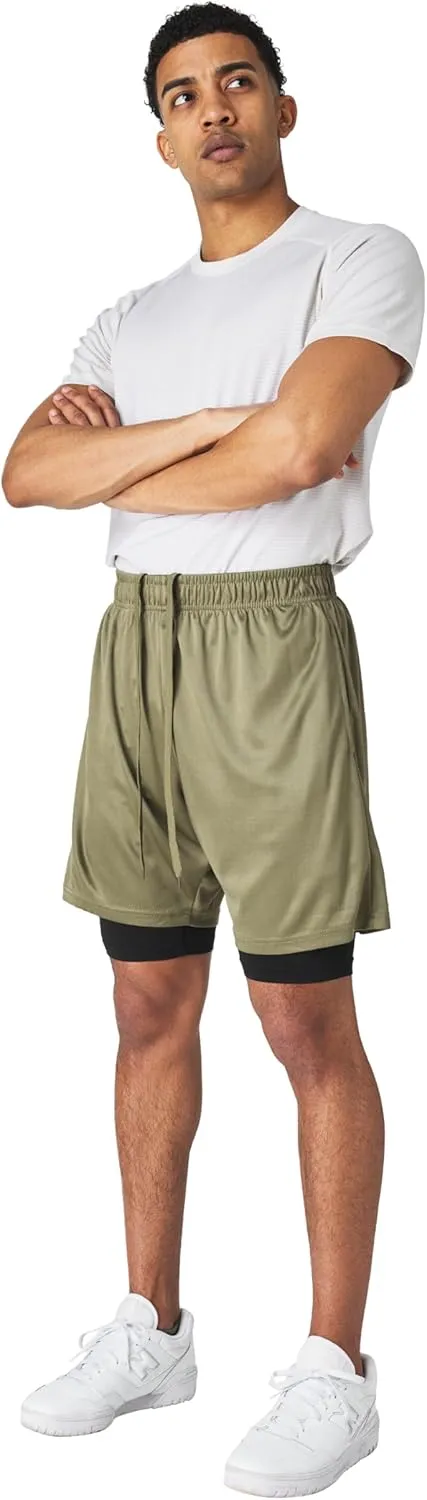 Ultra Performance 3 Pack Mens 2 in 1 Athletic Running Shorts 7 inch Inseam Workout Gym Compression Shorts for Men