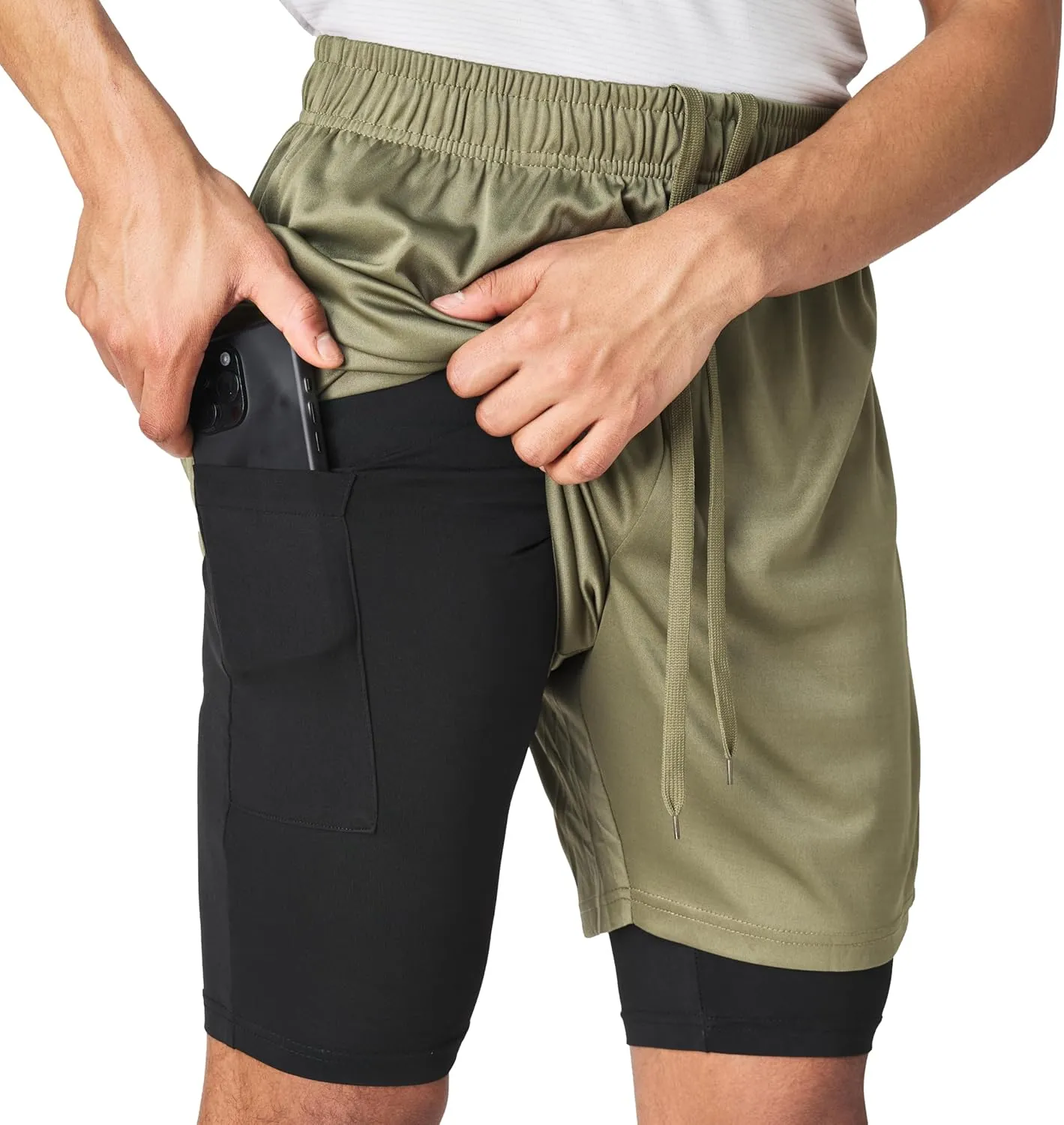 Ultra Performance 3 Pack Mens 2 in 1 Athletic Running Shorts 7 inch Inseam Workout Gym Compression Shorts for Men