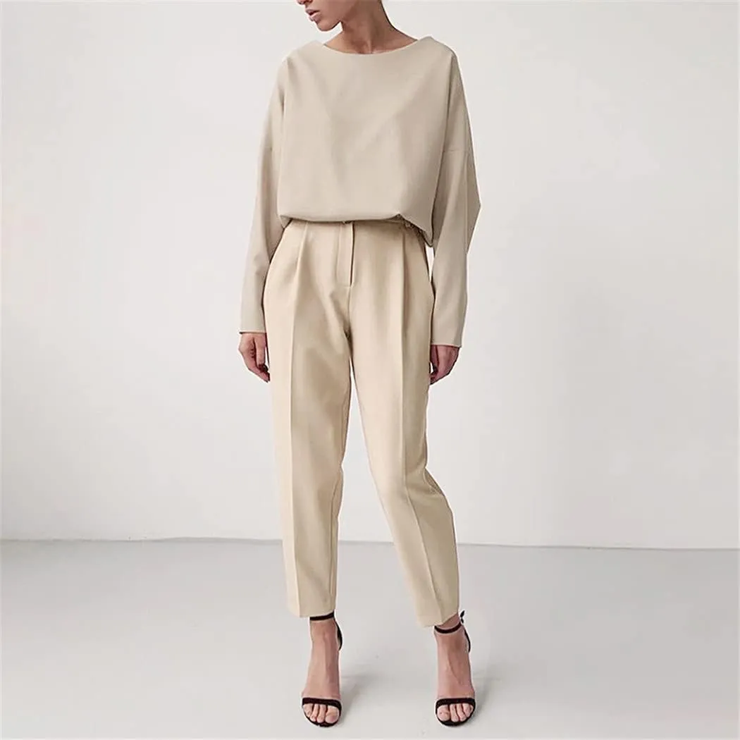 Vintage Zipper Khaki Trousers Women High Waist Office Pants Ladies Brown Trousers Work Wear Autumn Long Pants