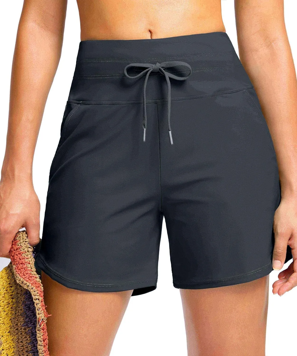 Viodia Women's 5" High Waisted Swim Board Shorts Quick Dry Beach Shorts with Pockets UPF 50  Swimsuit Bottoms with Liner
