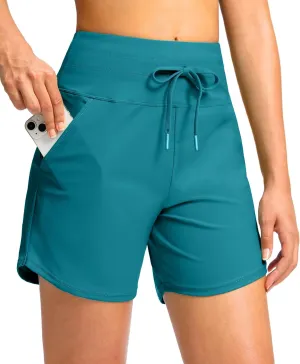 Viodia Women's 5" High Waisted Swim Board Shorts Quick Dry Beach Shorts with Pockets UPF 50  Swimsuit Bottoms with Liner