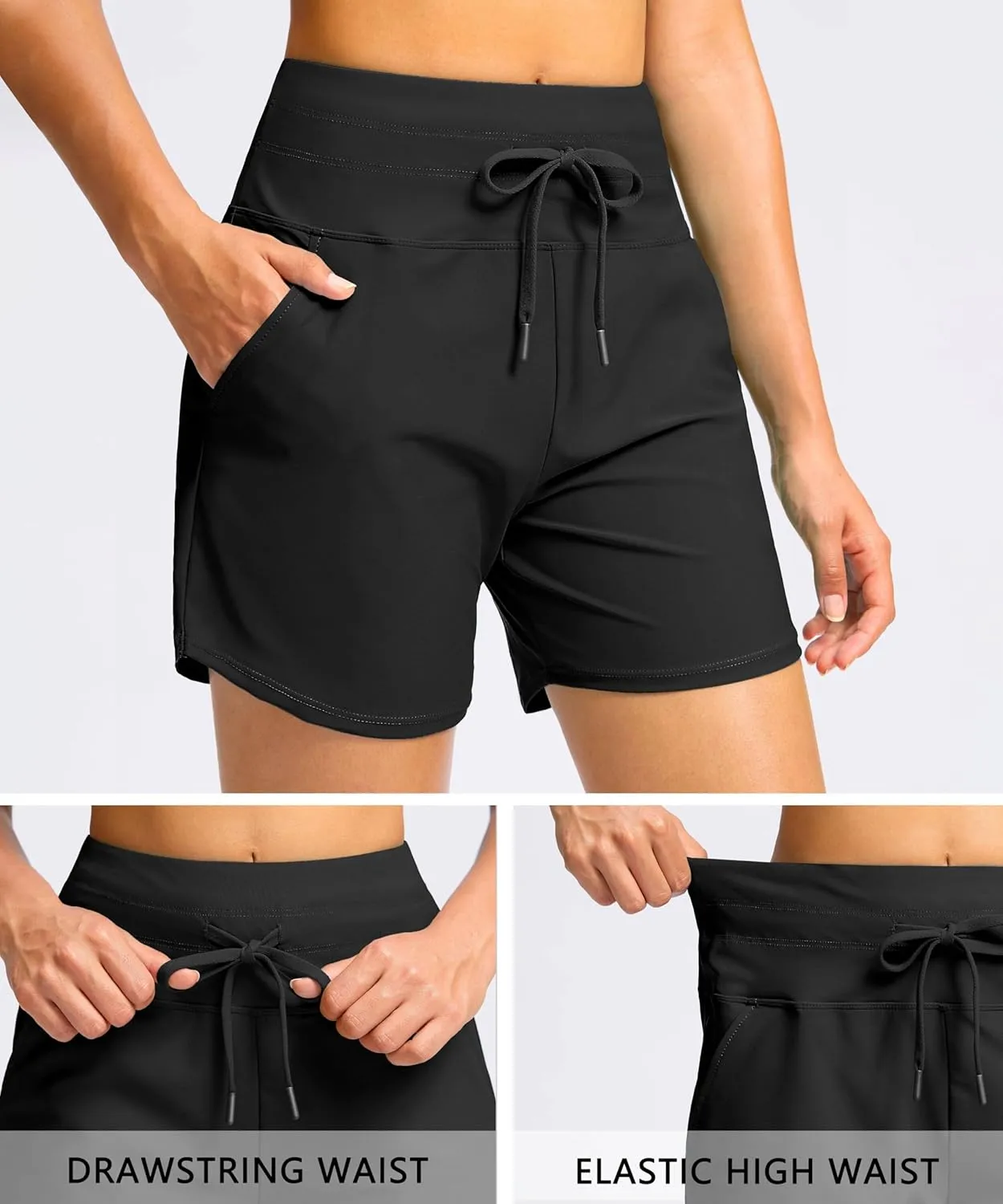 Viodia Women's 5" High Waisted Swim Board Shorts Quick Dry Beach Shorts with Pockets UPF 50  Swimsuit Bottoms with Liner