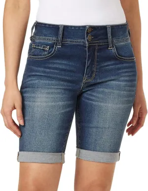WallFlower Women's Ultra Denim Bermuda Shorts 9" Mid-Rise Insta Soft Juniors (Available in Plus Sizes)