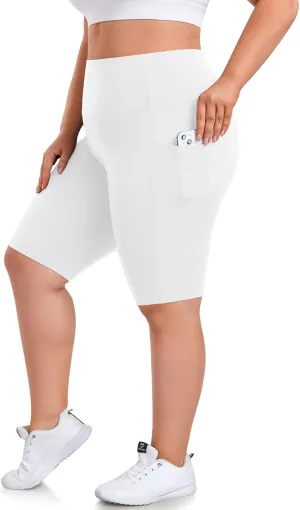 we fleece Plus Size 8" Biker Shorts with Pockets - High Waisted Spandex Yoga Shorts for Women, Workout Gym Cycling Athletic