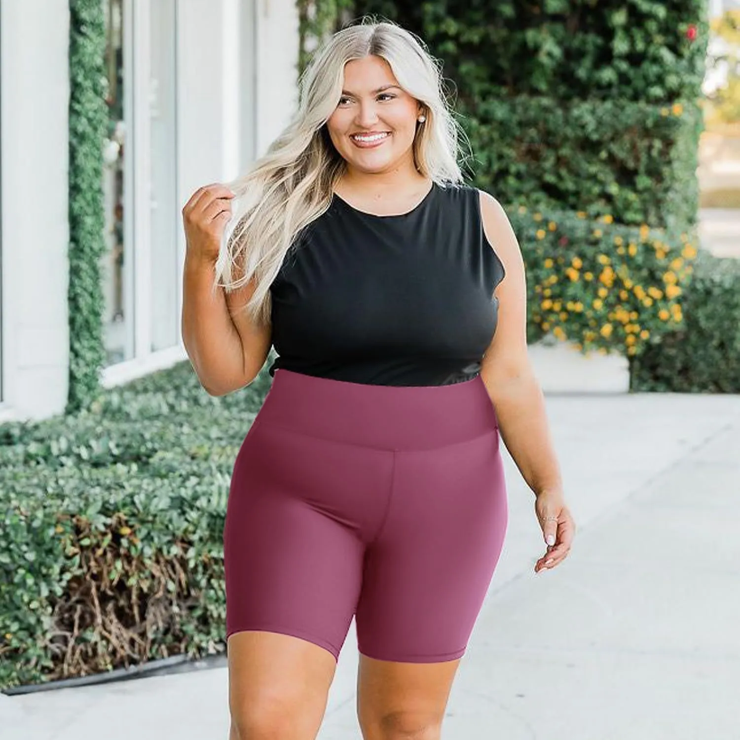 we fleece Plus Size 8" Biker Shorts with Pockets - High Waisted Spandex Yoga Shorts for Women, Workout Gym Cycling Athletic