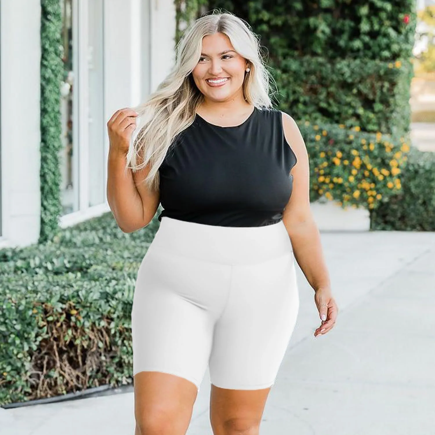we fleece Plus Size 8" Biker Shorts with Pockets - High Waisted Spandex Yoga Shorts for Women, Workout Gym Cycling Athletic