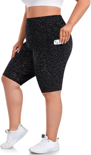 we fleece Plus Size 8" Biker Shorts with Pockets - High Waisted Spandex Yoga Shorts for Women, Workout Gym Cycling Athletic