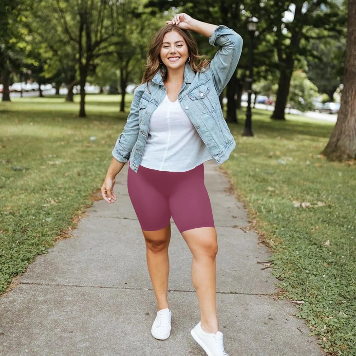 we fleece Plus Size 8" Biker Shorts with Pockets - High Waisted Spandex Yoga Shorts for Women, Workout Gym Cycling Athletic