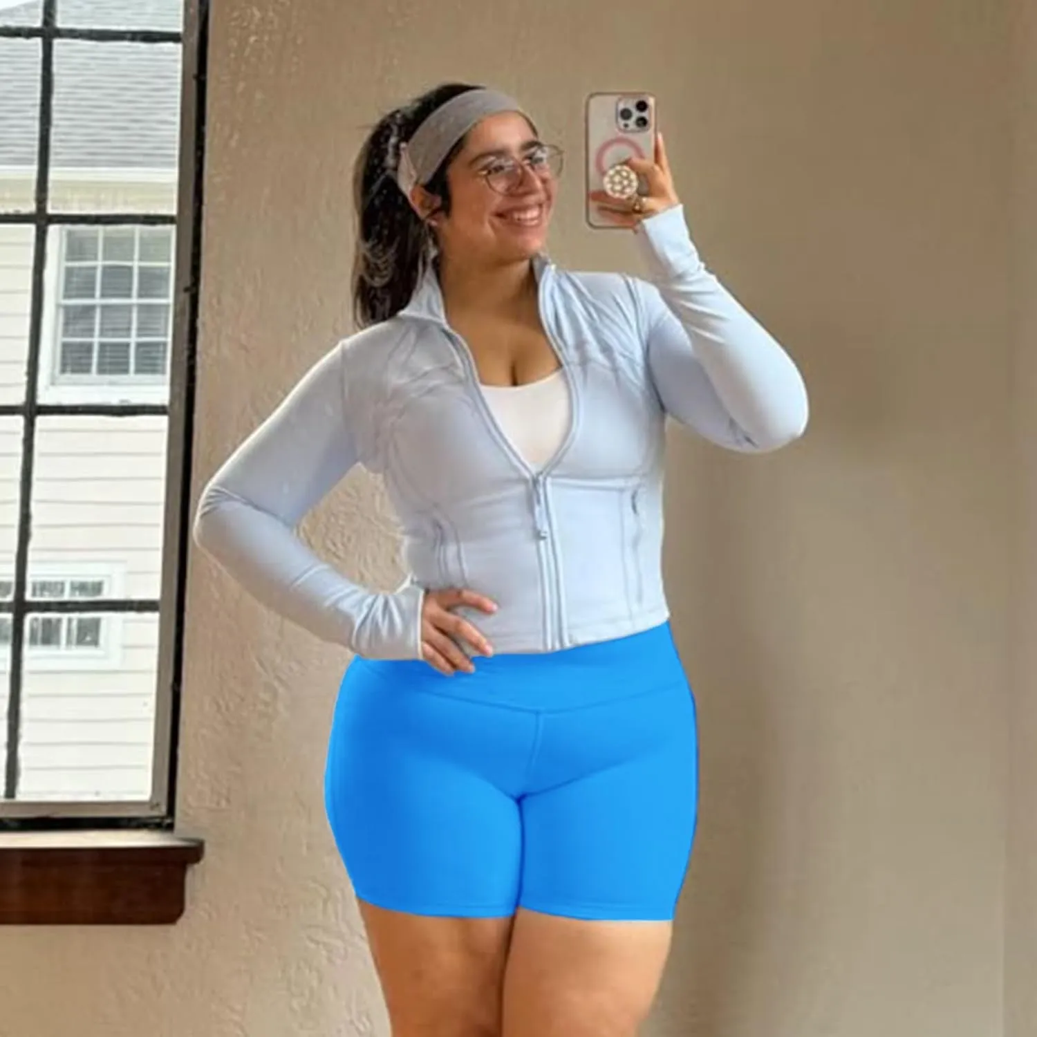 we fleece Plus Size 8" Biker Shorts with Pockets - High Waisted Spandex Yoga Shorts for Women, Workout Gym Cycling Athletic