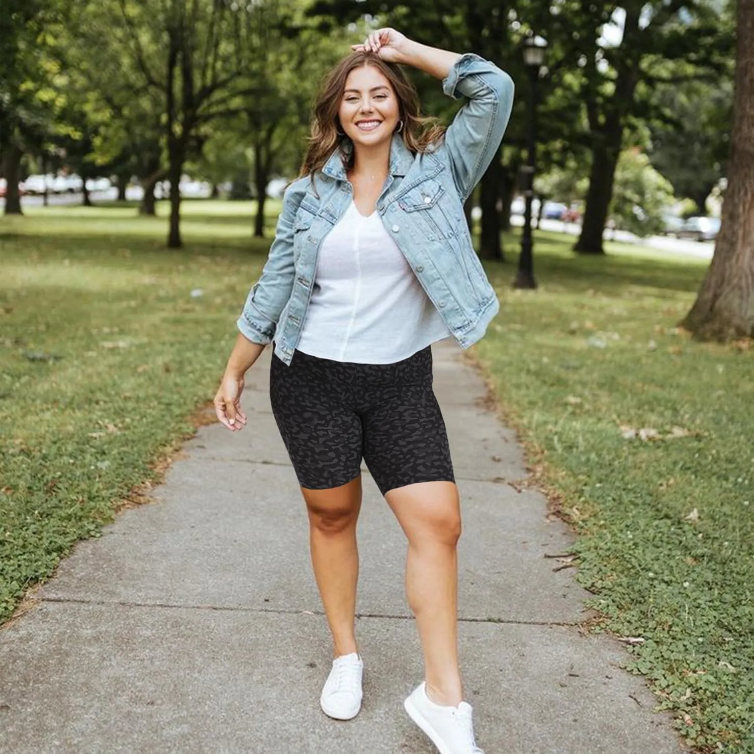 we fleece Plus Size 8" Biker Shorts with Pockets - High Waisted Spandex Yoga Shorts for Women, Workout Gym Cycling Athletic