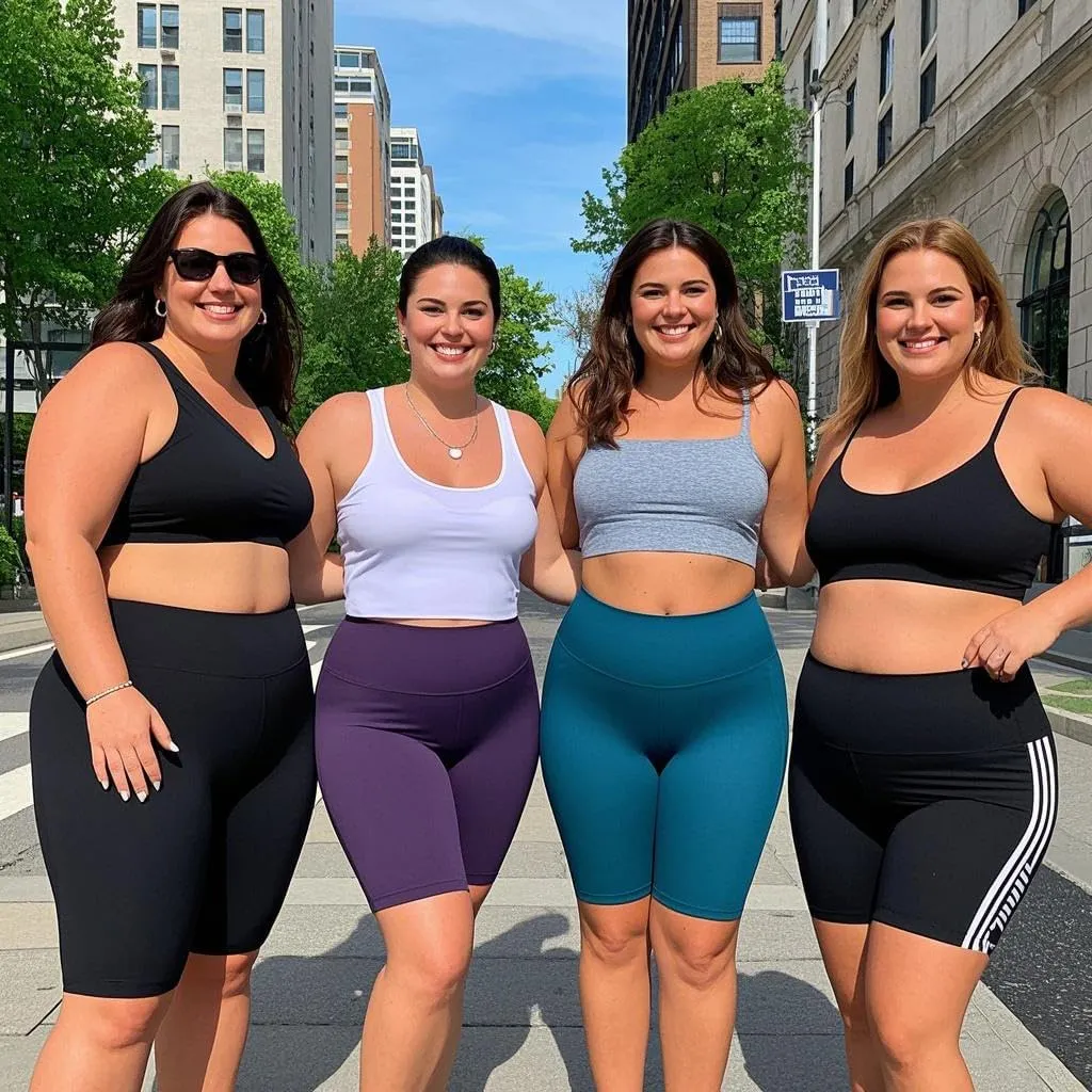 we fleece Women's Plus Size Biker Shorts 8" High Waist Tummy Control 4-Pack, Workout Running Yoga Athletic Shorts