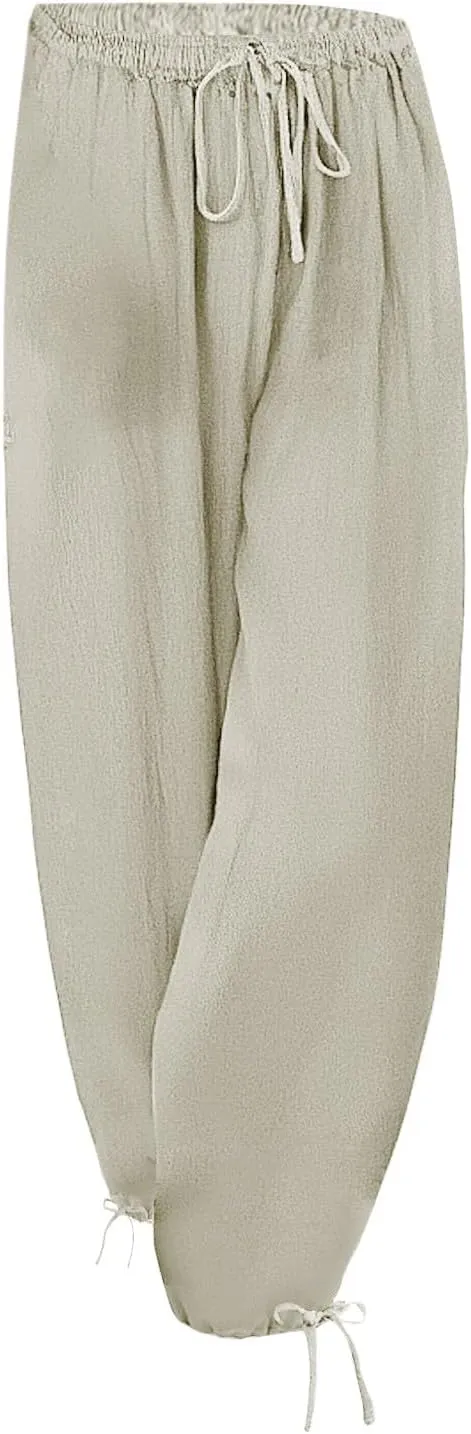 Wide Leg Palazzo Pants for Women High Waisted Adjustable Tie Knot Flowy Trousers Casual Loose Fit Lounge Pants
