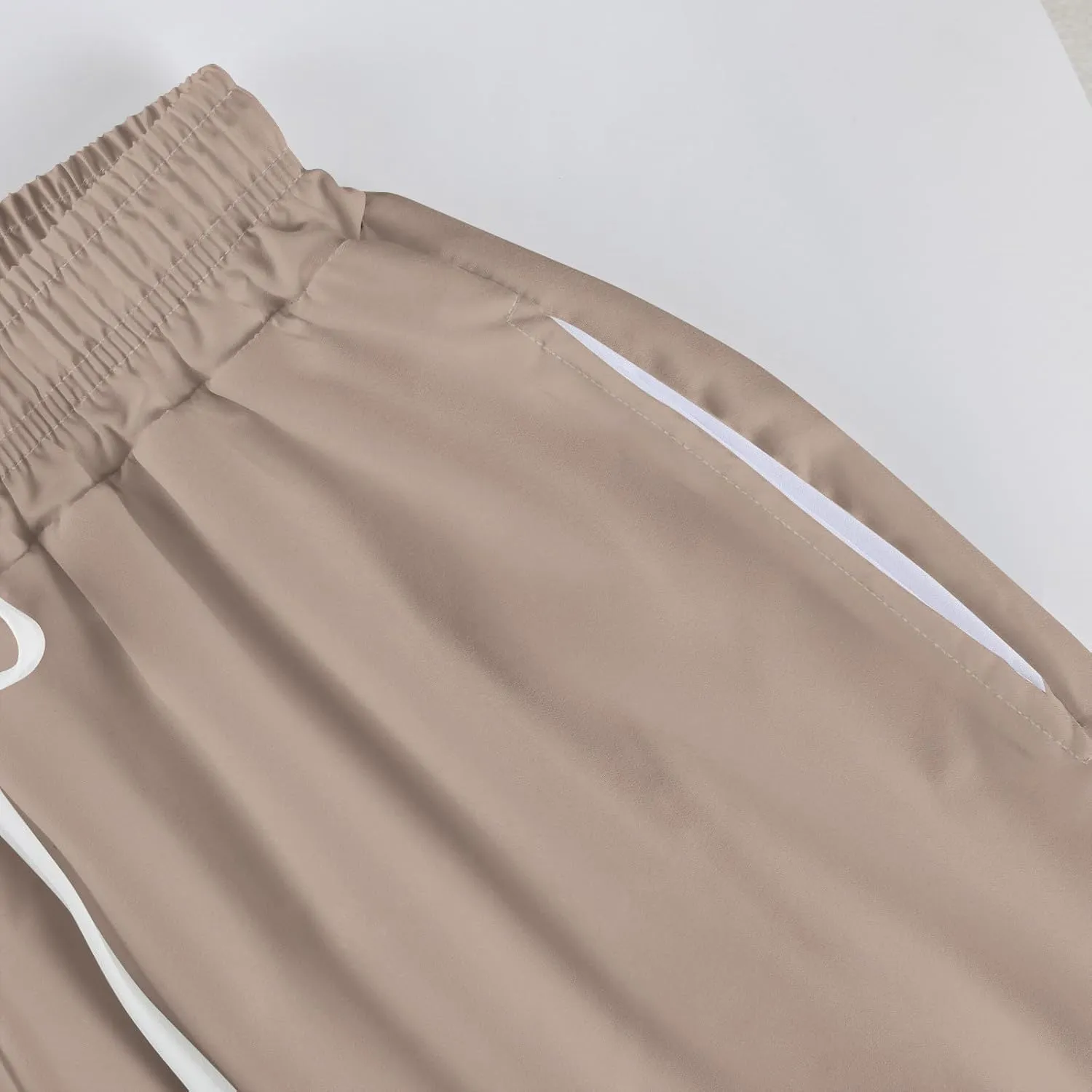 Wide Leg Pants for Women Casual Summer High Waistd Flowy Beach Pants Drawstring Elastic Waist Solid Pockets Trousers