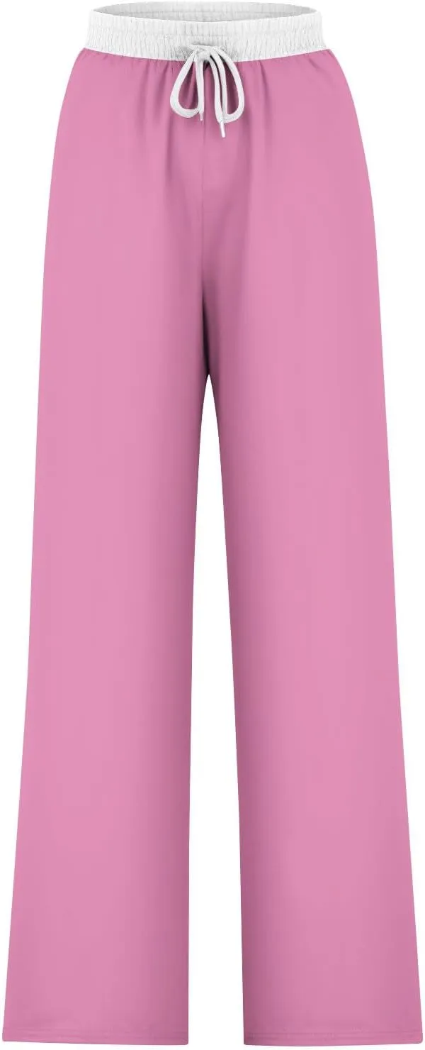 Wide Leg Sweatpants for Women Casual High Waist Active Joggers Trousers Comfy Athletic Workout Gym Sweat Pant