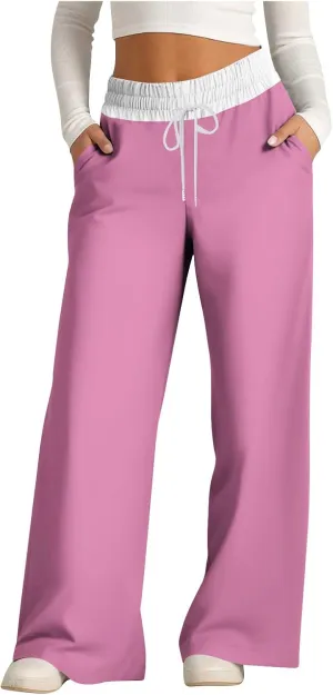 Wide Leg Sweatpants for Women Casual High Waist Active Joggers Trousers Comfy Athletic Workout Gym Sweat Pant