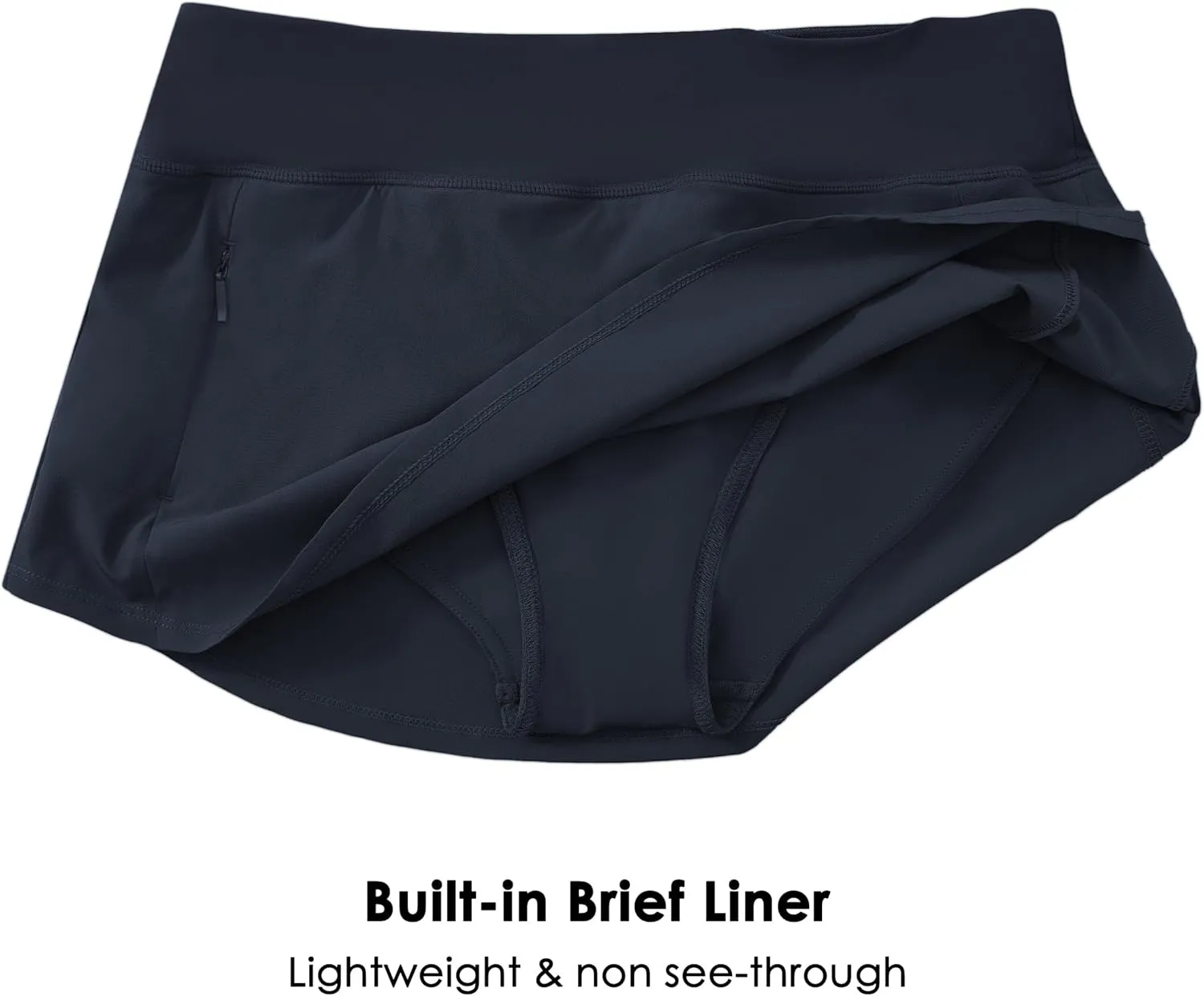 Willit Womens Swim Skirt Athletic Bathing Suit Skorts Skirts Swimsuit Bottoms with Zipper Pocket