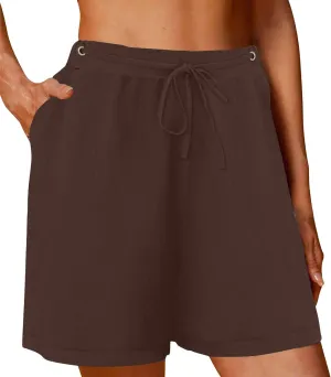 Wkishenl Womens Shorts Casual Drawstring Elastic High Waisted Bermuda Short 2025 Summer Fashion Business Pants with Pockets