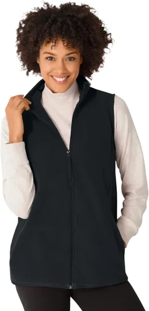 Woman Within Plus Size Zip-Front Microfleece Vest Long Fleece Vest