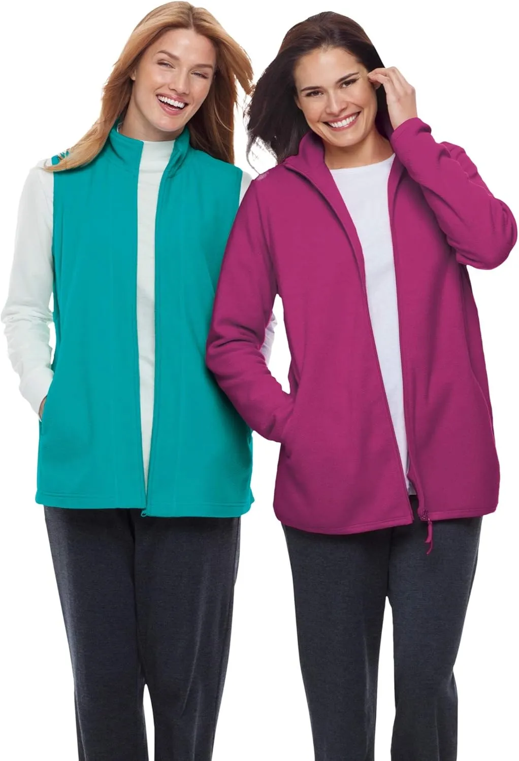 Woman Within Plus Size Zip-Front Microfleece Vest Long Fleece Vest