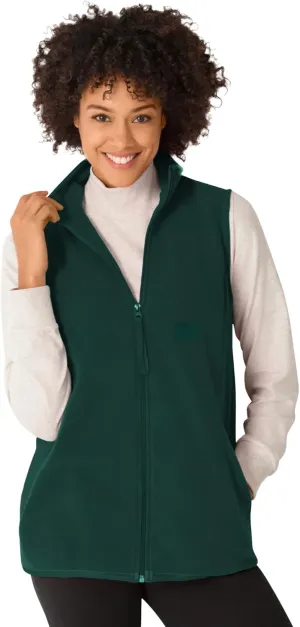Woman Within Plus Size Zip-Front Microfleece Vest Long Fleece Vest