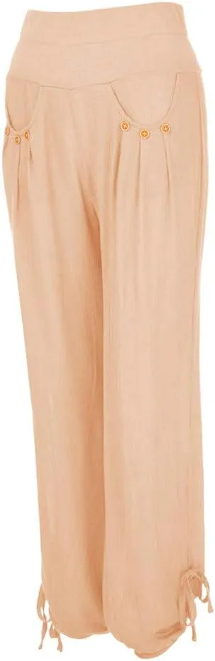 Women Cotton Linen Summer Flowy Pant Trousers High Waist Ankle Length Plus Size Trouser Business Work