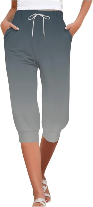 Women Linen Summer Baggy Palazzo Pants Elastic Waist Baggy Stretchy Slim-Fit Pant Trousers Work Business