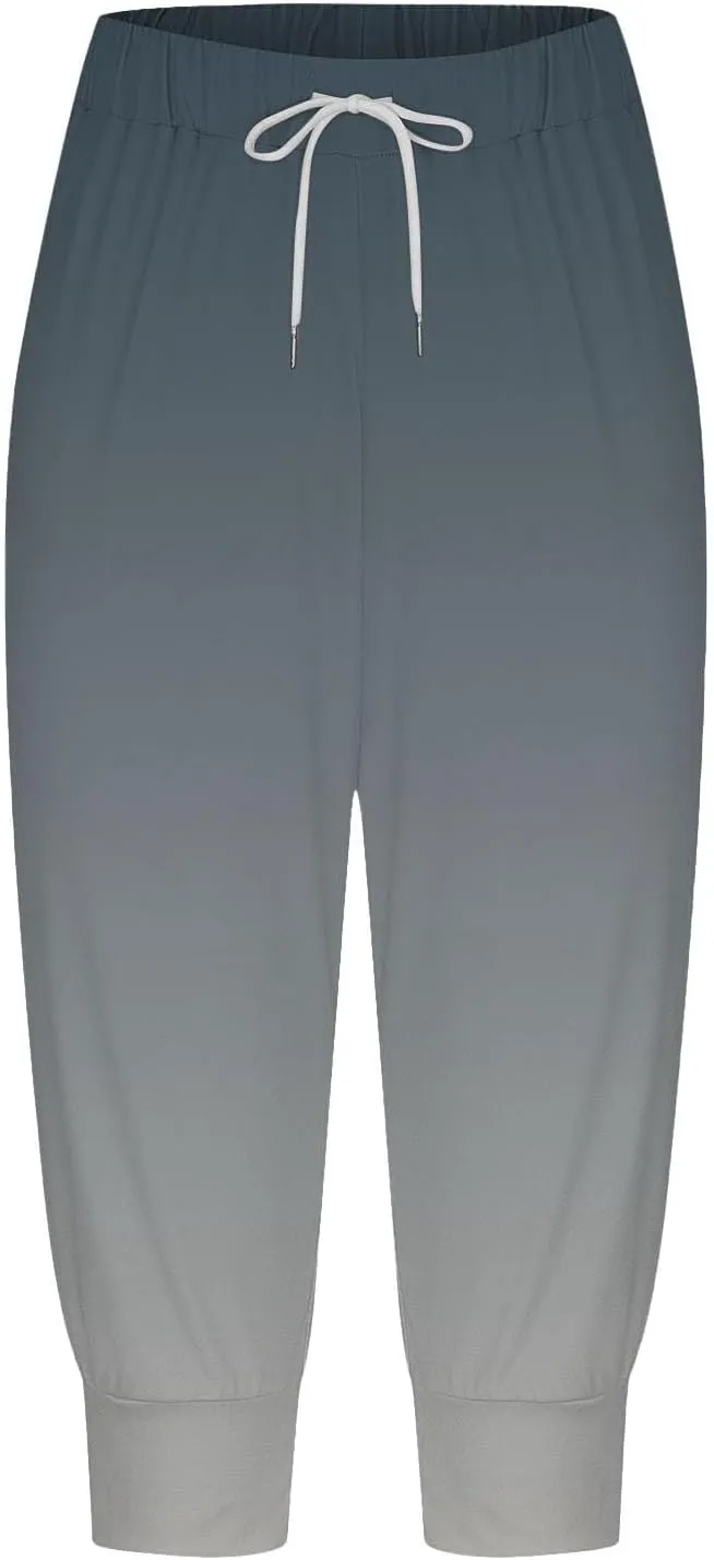 Women Linen Summer Baggy Palazzo Pants Elastic Waist Baggy Stretchy Slim-Fit Pant Trousers Work Business