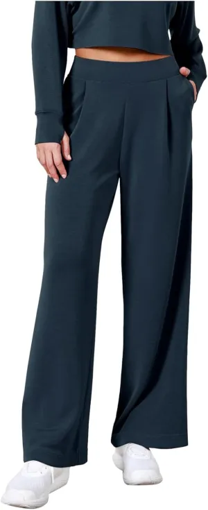 Women Linen Summer Letter Patched Palazzo Lounge Pants High Waist Stretchy Slim Fit Trousers Beach