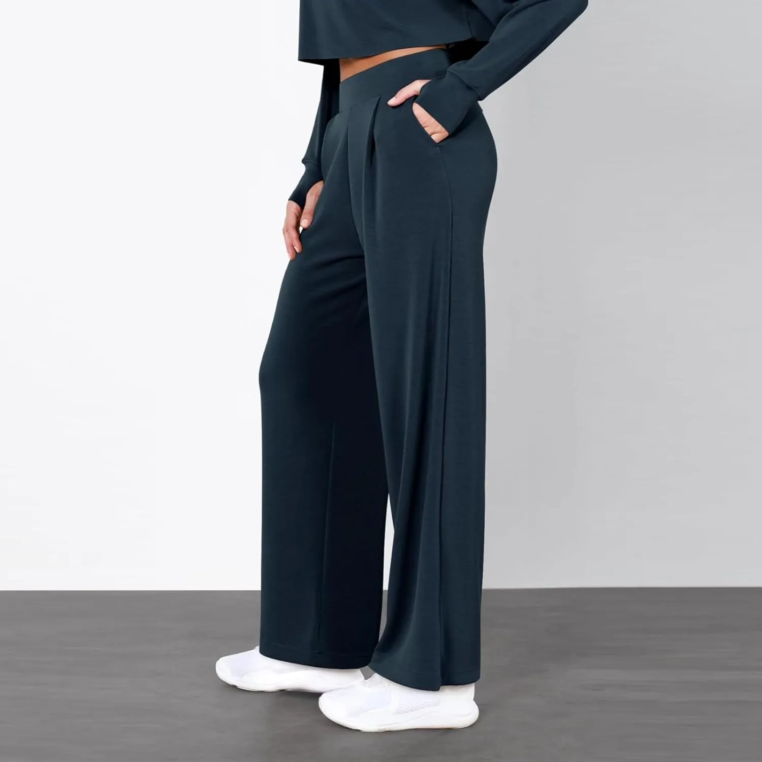 Women Linen Summer Letter Patched Palazzo Lounge Pants High Waist Stretchy Slim Fit Trousers Beach
