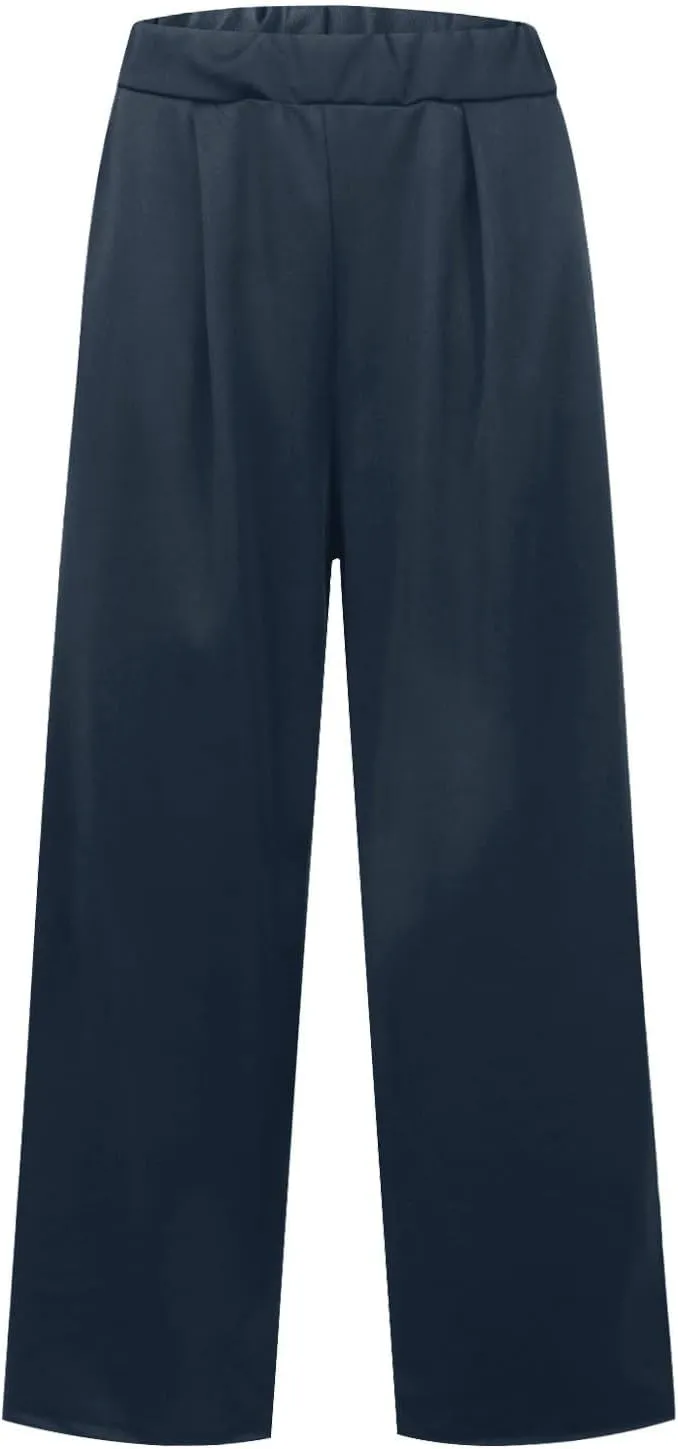 Women Linen Summer Letter Patched Palazzo Lounge Pants High Waist Stretchy Slim Fit Trousers Beach