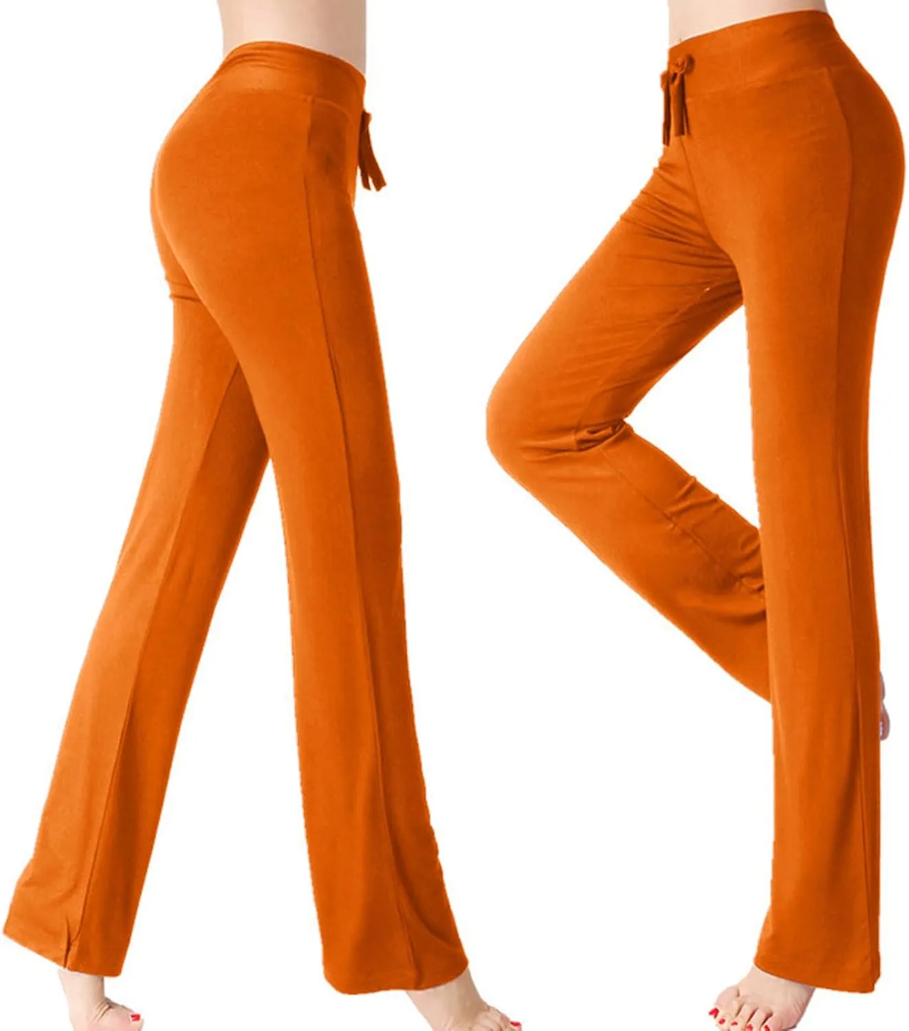Women Plus Size Yoga Pants 2025 Casual Drawstring Elastic High Waist Wide Leg Workout Trousers Loose Palazzo Pants