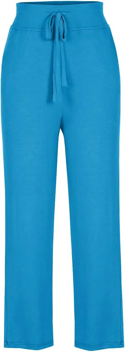 Women Plus Size Yoga Pants 2025 Casual Drawstring Elastic High Waist Wide Leg Workout Trousers Loose Palazzo Pants