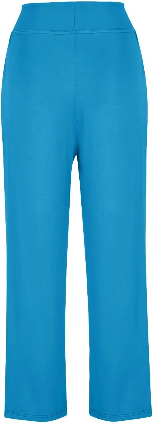 Women Plus Size Yoga Pants 2025 Casual Drawstring Elastic High Waist Wide Leg Workout Trousers Loose Palazzo Pants