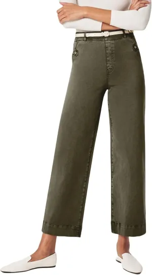 Women Stretch Twill Cropped Wide Leg Pant High Waist Casual Capri Pant Straight Leg Chino Pants Baggy Ankle Jeans
