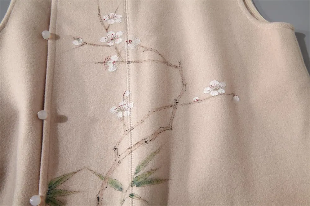 Women Vest in Autumn Winter Style Thickened Chinese Embroidery Suit Improved Cheongsam Padded Cotton Coat Top