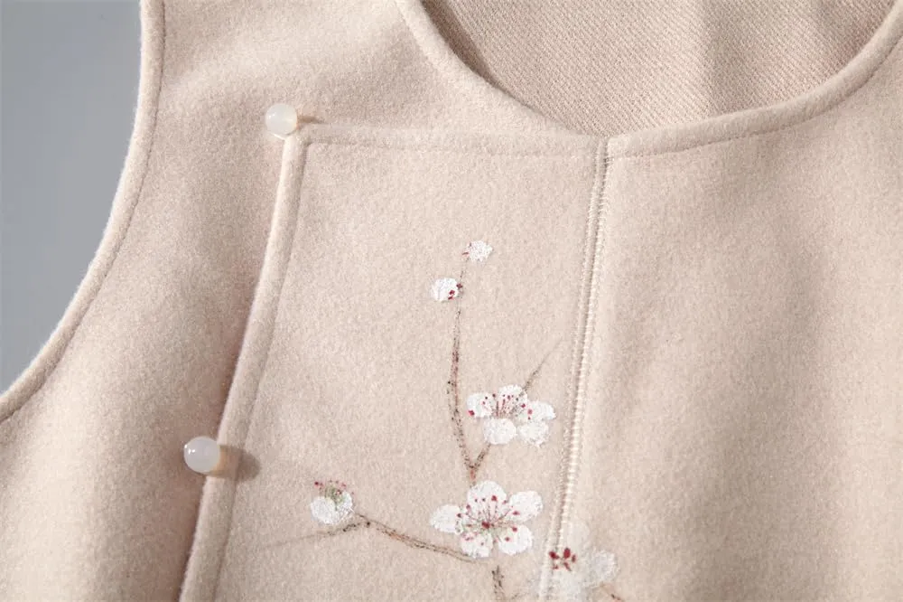 Women Vest in Autumn Winter Style Thickened Chinese Embroidery Suit Improved Cheongsam Padded Cotton Coat Top