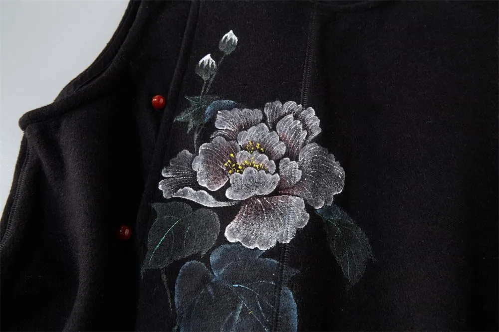 Women Vest in Autumn Winter Style Thickened Chinese Embroidery Suit Improved Cheongsam Padded Cotton Coat Top