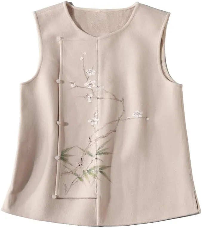 Women Vest in Autumn Winter Style Thickened Chinese Embroidery Suit Improved Cheongsam Padded Cotton Coat Top