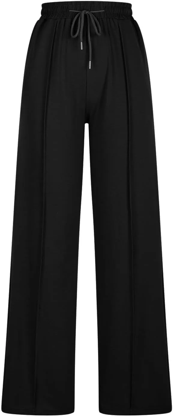 Women Wide Leg Sweatpants Elastic High Waist Drawstring Casual Pants 2024 Fall Fashion Straight Trousers with Pocket
