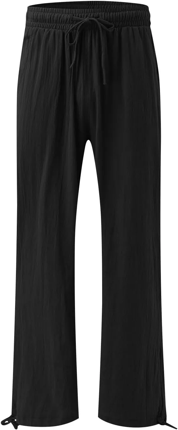 Women's 2024 Casual Wide Leg Pants High Waist Drawstring Loose Fit Trousers Elastic Waist Wide Leg Pants with Pockets