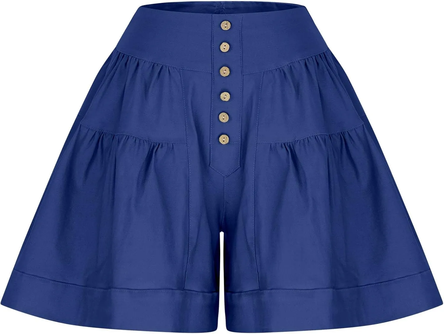 Women's 2025 Fashion Shorts Summer High Waist Flowy Wide Leg Buttons Pleated Short Pants Casual Loose Pleated Shorts