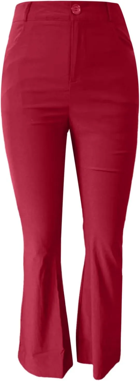 Womens Bootcut Dress Pants Business Casual Work Pants with Pockets High Waist Stretchy Trousers Pull On Slacks