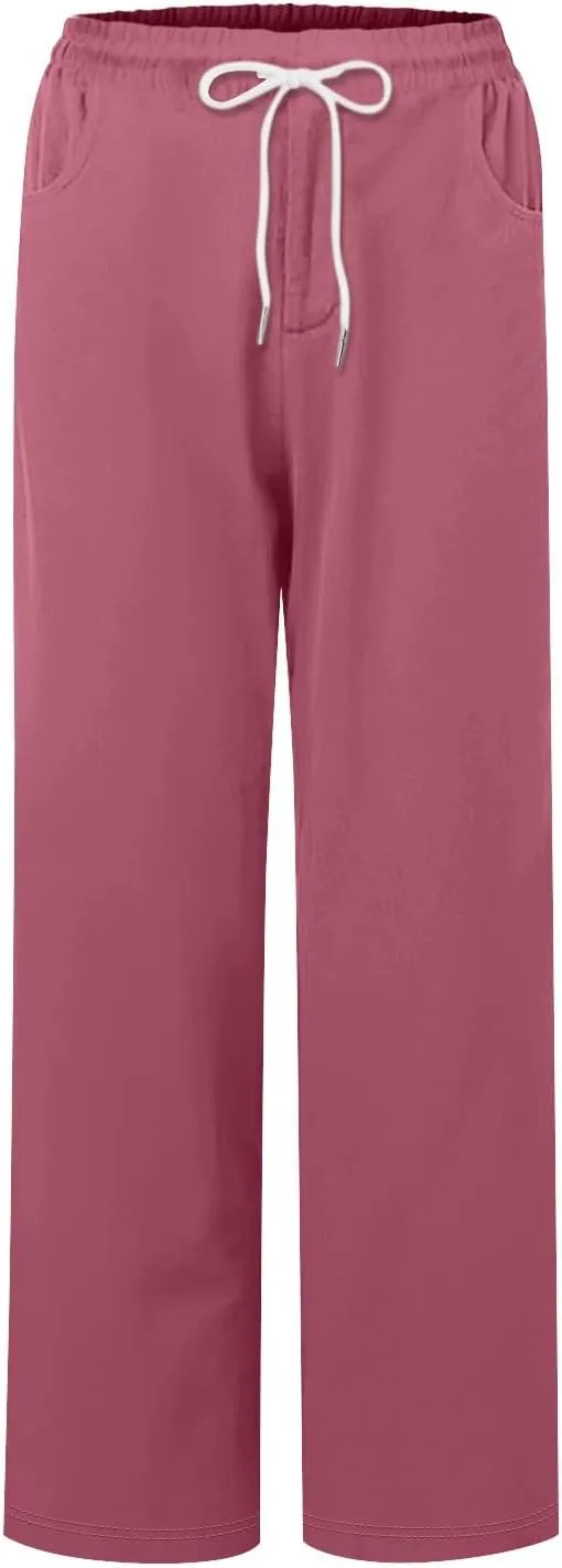 Womens Capris for Summer Cotton Linen Pants Casual 2025 Loose Comfy Trendy Elastic Waist Cropped Trouser Plus Size