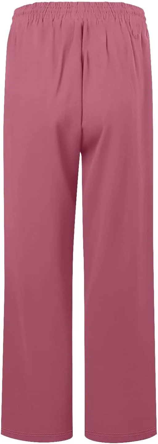 Womens Capris for Summer Cotton Linen Pants Casual 2025 Loose Comfy Trendy Elastic Waist Cropped Trouser Plus Size