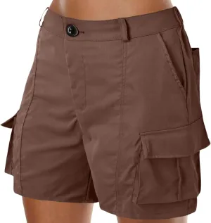 Women's Cargo Shorts High Waisted Hiking Bermuda Shorts Pull On Summer Short Pants Athletic Wear Workout Gym Clothes