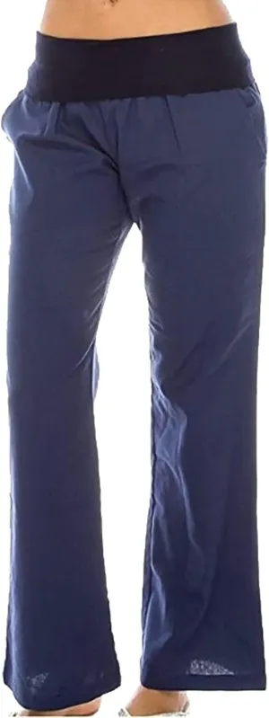Womens Cotton Linen Pants Summer Casual Wide Leg Cropped Palazzo Pant Ladies Workout Yoga Lounge Trouser with Pockets