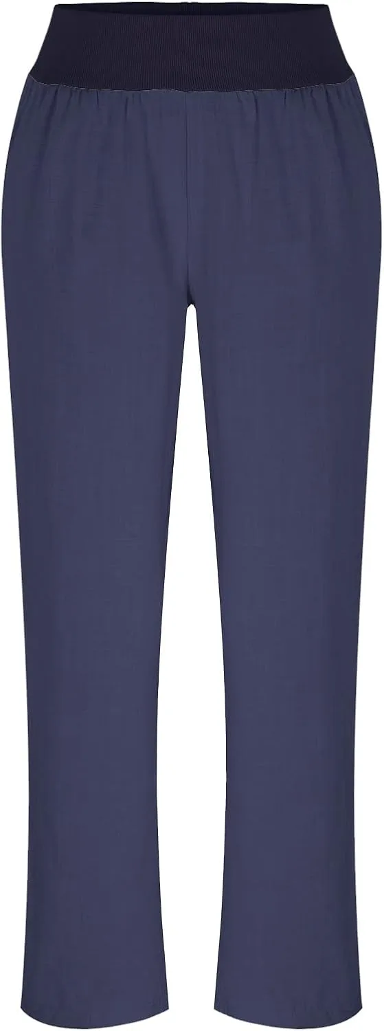 Womens Cotton Linen Pants Summer Casual Wide Leg Cropped Palazzo Pant Ladies Workout Yoga Lounge Trouser with Pockets