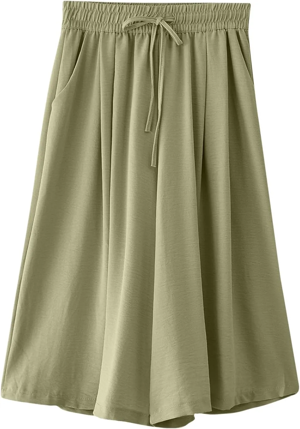 Women's Drawstring Waist Skirt Pants Soft Cotton Linen Wide Leg Trousers with Pockets Casual Loose Fit for Summer