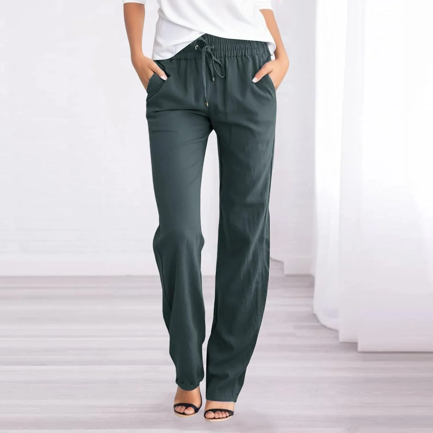 Women's Fleece Lined Hiking Pants Winter Casual Vacation Thermal with Pockets Straight Leg High Waisted