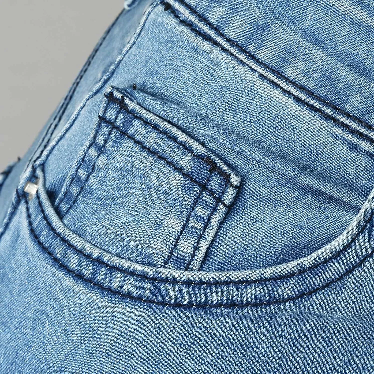Womens High Waist Skinny Jeans Casual Double Breasted Multi Button Slim Fit Elastic Trousers Double Plus Size Pants